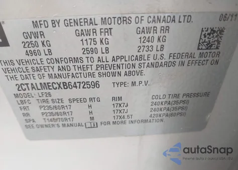 2011 GMC Terrain Sle-1 из США, поврежденный, VIN 2CTALMECXB6472596